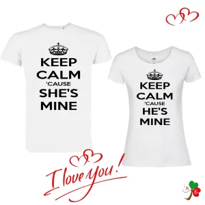 Комплект бели тениски- Keep calm