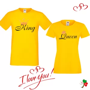 Комплект цветни тениски-  King and Queen