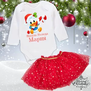 Комплект - Туту и Коледно боди - Весела Коледа
