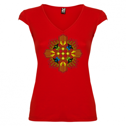 Дамска тениска  с мотиви на шевици - Жътва червена