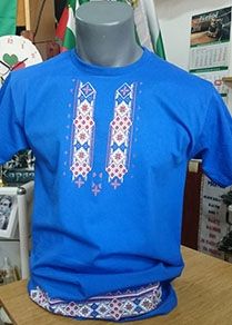 Мъжка синя тениска с мотиви на шевици