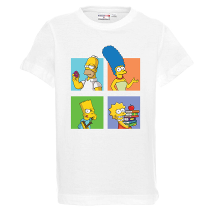 Бяла детска тениска- Семейство Симпсън