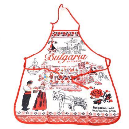 Готварска престилка с мотиви на шевици и забележителности от България