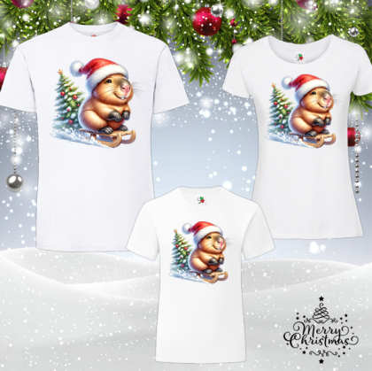 Комплект коледни тениски-  Капибара
