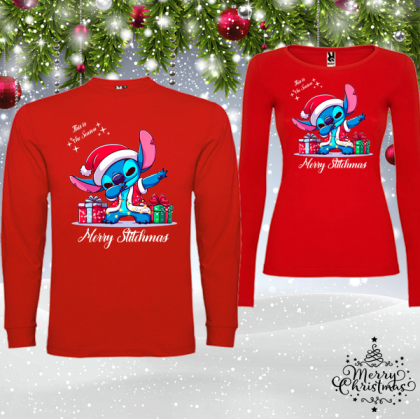 Комплект червени коледни блузи- Стич