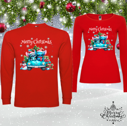 Комплект червени коледни блузи- Стич