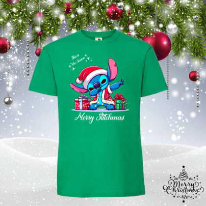Забавна зелена коледна тениска-  Стич