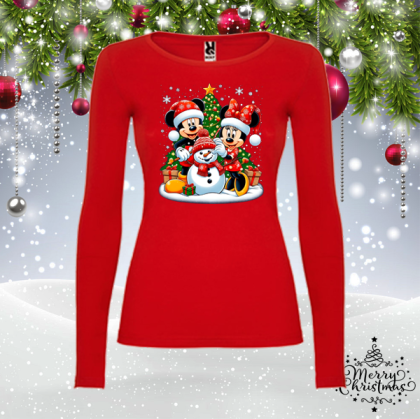 Забавна коледна блуза- Мики и Мини Маус