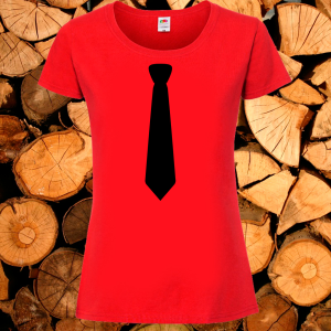 Дамска червена тениска- Вратовръзка