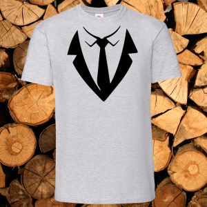 Мъжка сива тениска - Костюм с вратовръзка