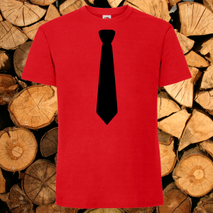 Мъжка червена тениска - Вратовръзка