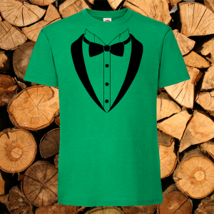 Мъжка зелена тениска - Костюм с папионка