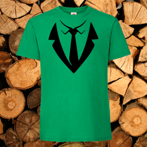 Мъжка зелена тениска - Костюм с вратовръзка