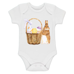 Бебешко боди - заек с кошница с яйца