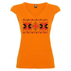 Дамска тениска  с мотиви на шевици  оранжева