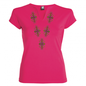 розова Висококачествена дамска тениска с мотиви на шевици