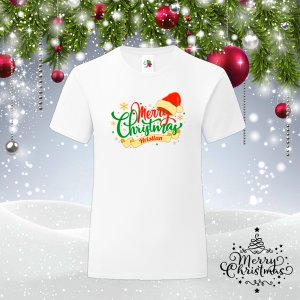 Мъжка коледна тениска - Merry Christmas с име по избор