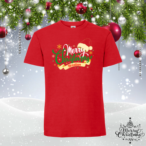 Забавна коледна тениска-  Merry Christmas с име по избор