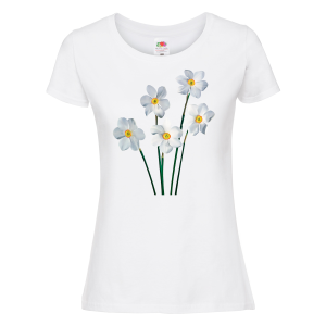 Бяла дамска тениска - Цветя 7