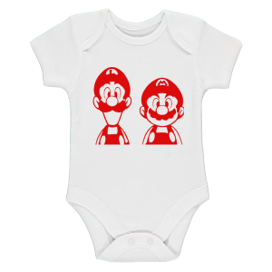 Бяло бебешко боди- Супер Марио