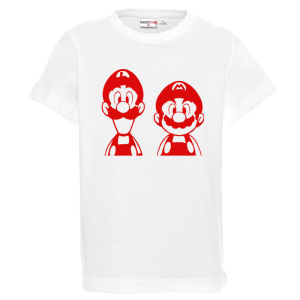 Бяла детска тениска- Супер Марио