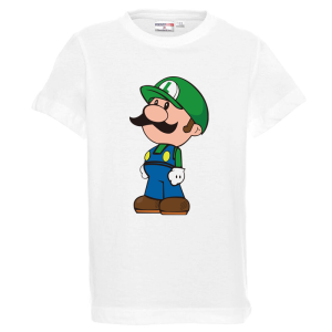 Бяла детска тениска- Супер Марио