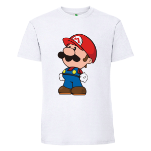 Бяла мъжка тениска- Супер Марио