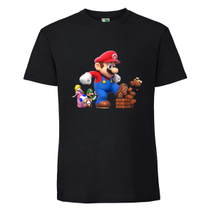 Черна мъжка тениска- Супер Марио