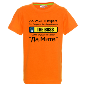 Цветна детска тениска- Аз съм шефът Митко