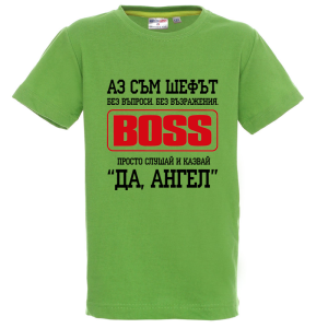 Цветна детска тениска- Аз съм шефът Ангел