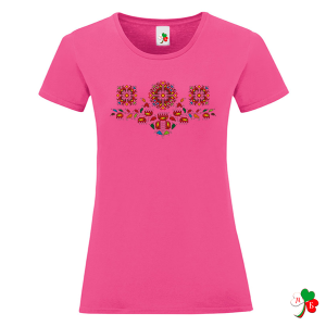 Цветни дамски тениски с народни мотиви- Букет елбетици. 