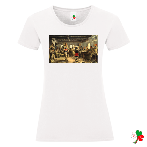 Бяла  дамска тениска с народни мотиви на шевици - Ръченица