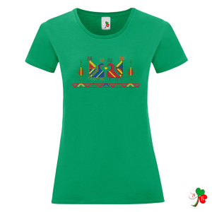 Цветни дамски тениски с народни мотиви на шевици - Петли
