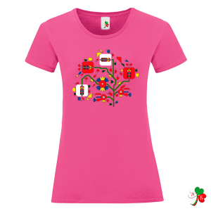 Цветни дамски тениски с народни мотиви на шевици 