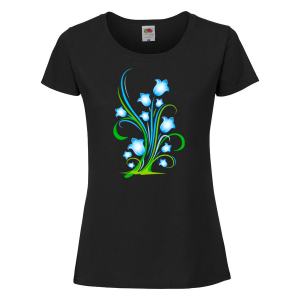 Черна дамска тениска - Цветя 28