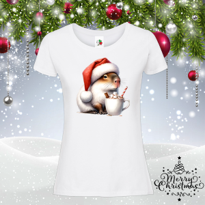 Дамска коледна тениска- Капибара