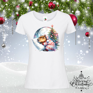 Дамска коледна тениска- Капибара