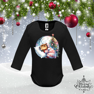 Черно коледно бебешко боди -  Капибара