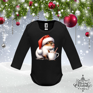 Черно коледно бебешко боди -  Капибара