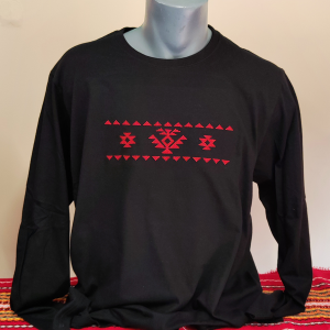 Мъжка  черна блуза с бродерия- Канатица