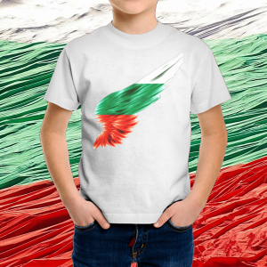 Детска бяла  патриотична тениска-Крило знаме