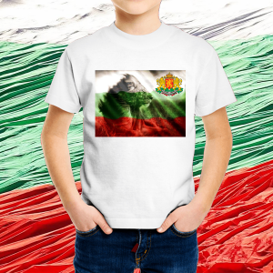 Детска бяла  патриотична тениска-България