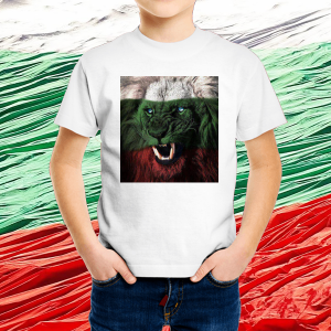 Детска бяла патриотична тениска - Лъв знаме