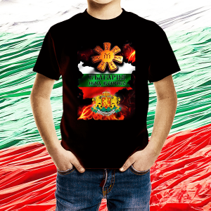 Детска черна  патриотична тениска -Розета България