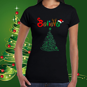 Коледна забавна тениска- Believe